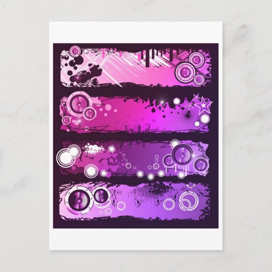 Grunge Style Music Banner 3 Briefkaart (Voorkant)