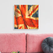Grunge Style Union Jack British Flag Waving Canvas Afdruk (Insitu (Woonkamer))