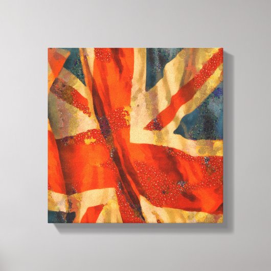 Grunge Style Union Jack British Flag Waving Canvas Afdruk (Voorkant)