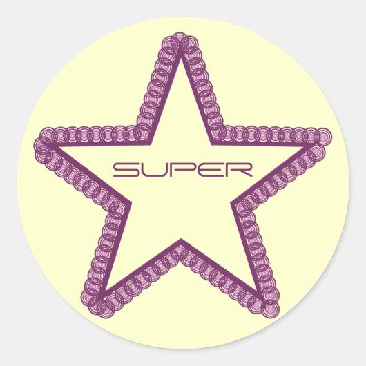 Grunge Superstar-Stickers, Paars Ronde Sticker (Voorkant)