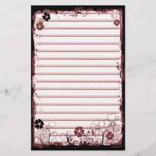 Grunge Swirl Flowers Lined Stationery White Briefpapier