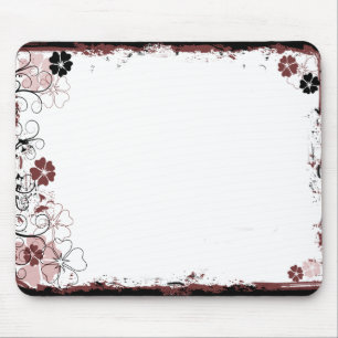 Grunge Swirl Flowers Mousepad Red Muismat