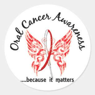 Grunge Tattoo Butterfly 6.1 Orale kanker Ronde Sticker