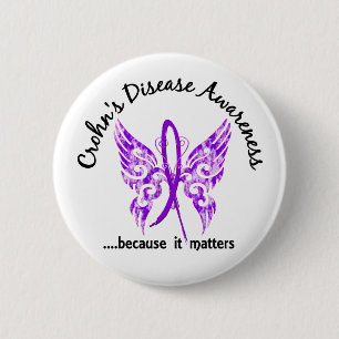 Grunge Tattoo Butterfly 6.1 ziekte van Crohn Ronde Button 5,7 Cm
