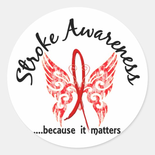 Grunge Tattoo vlinder 6.1 Stroke Ronde Sticker (Voorkant)