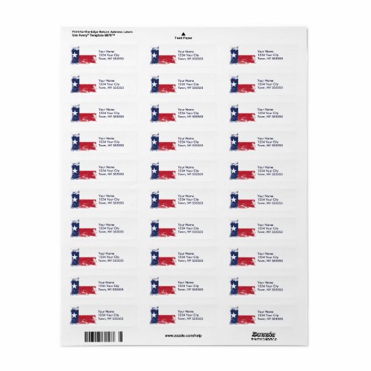 Grunge Texas Flag Etiket (Full Sheet)