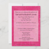 Grunge Texture Graduation Faire-part (rose chaud) (Dos)