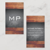 Grunge Texture Rustic Wood Monogram Visitekaartje (Voorkant / Achterkant)