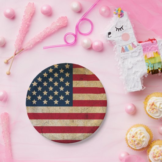 Grunge Texture USA Flag Independence Day Papieren Bordje (Feest)