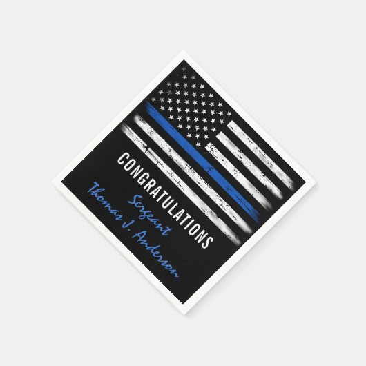 Grunge Thin Blue Line Police Officer Retirement Servet (Hoek)