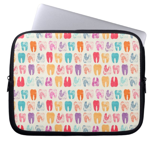Grunge Tooth Pattern Laptop Sleeve (Voorkant)