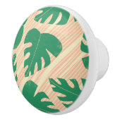 Grunge Tropical Green Monstera Leaves Keramische Knop (Rechts)