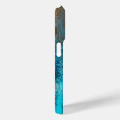 Grunge Turquoise getextureerd Abstract Case-Mate iPhone Case (Achterkant / Rechts)