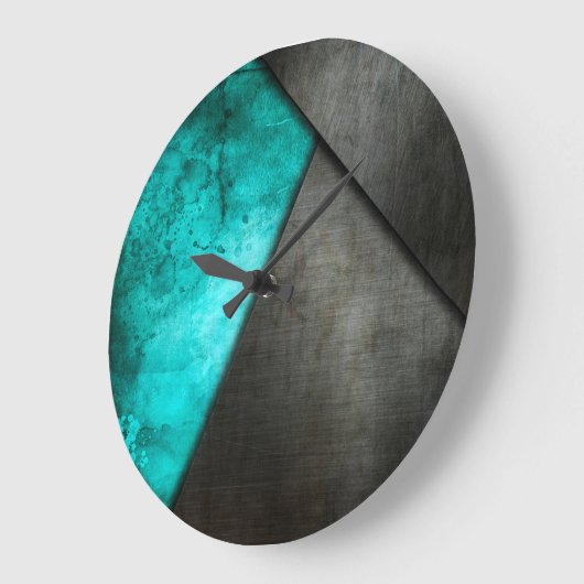 Grunge Turquoise Metal Round Clock Grote Klok (Hoek)