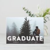 Grunge Typografie Foto Afstuderen Invitation Kaart (Staand voorkant)