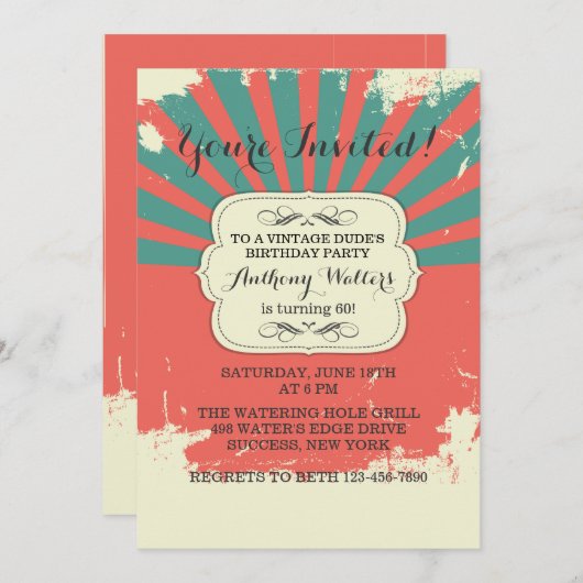 Grunge-uitnodiging Kaart (Voorkant / Achterkant)