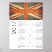 Grunge UK Flag Calendar 2017 Poster (Devant)