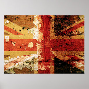Grunge UK vlag op een oud poster