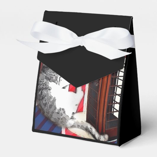 Grunge unie jack vlag telefooncel kitty kat bedankdoosjes (Voorkant Zijde)