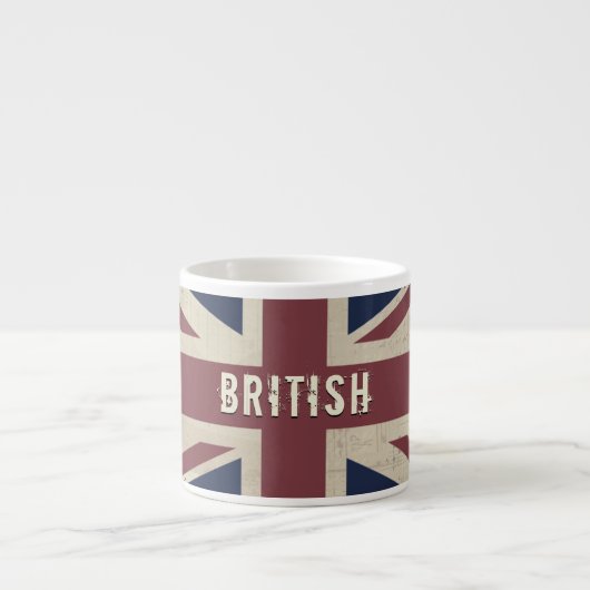Grunge  Union Jack BRITISH Espresso Cup Kop (Voorkant)