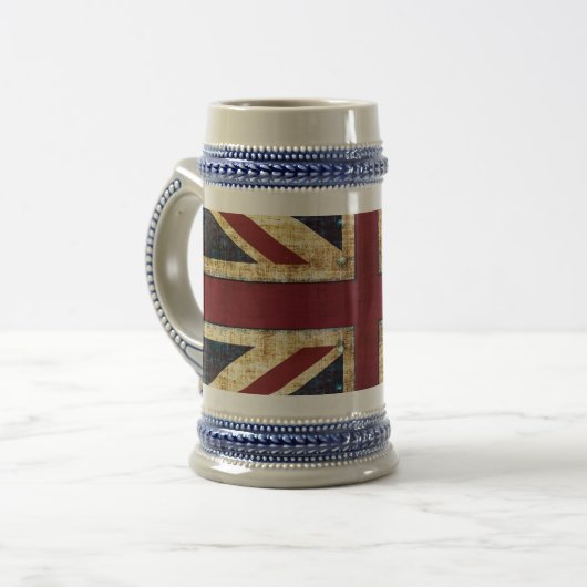 Grunge Union Jack - klassiek -  uiterlijk Bierpul (Voorkant links)