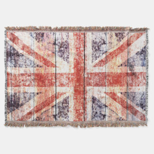 Grunge Union Jack op bijtend hout Deken