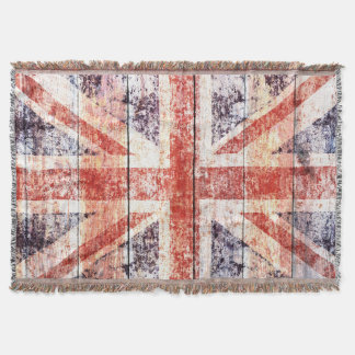 Grunge Union Jack op bijtend hout Deken