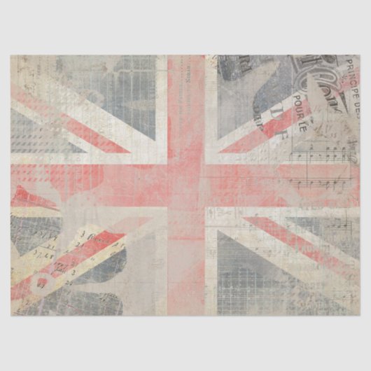 Grunge Union Jack Posh Gift-restantpapier Tissuepapier (Voorkant)