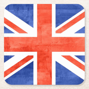 Grunge United Kingdom Flag Vierkante Kartonnen Onderzetter