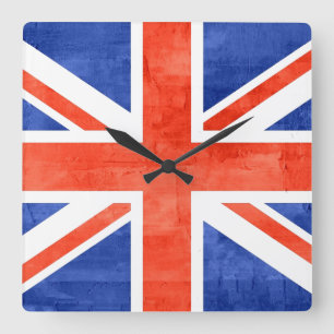 Grunge United Kingdom Flag Vierkante Klok