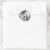 Grunge Urban Peace Sign Schets in het wit Ronde Sticker (Tas)