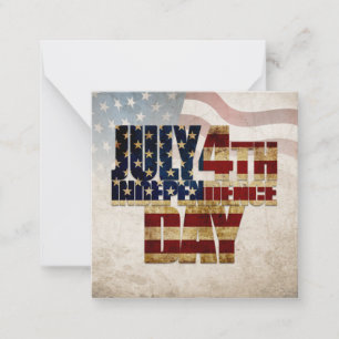 Grunge USA 4 juli Onafhankelijkheids Grafisch Notitiekaartje
