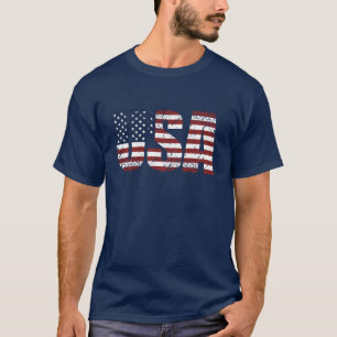 Grunge USA Letters maken de Amerikaanse vlag T-shirt