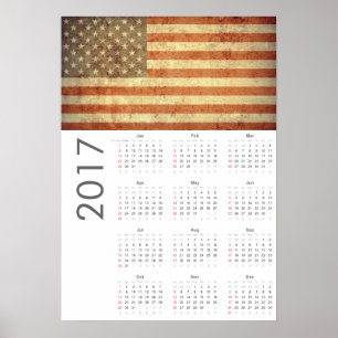 Grunge USA Vlag Agenda 2017 Poster