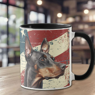 Grunge USA Vlag Doberman Pinscher Hond Mok