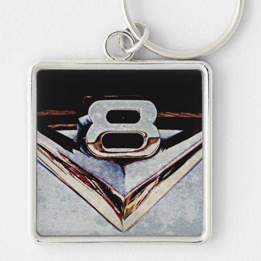 Grunge V8 Big Block Embleem Sleutelhanger (Voorkant)