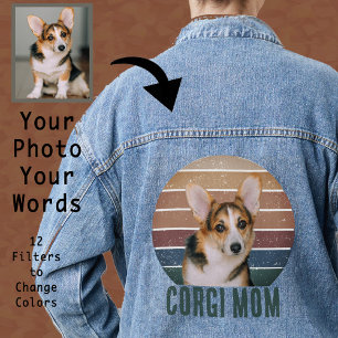 Grunge  Verdrietig Pet Foto Corgi Dog Mom Denim Jacket