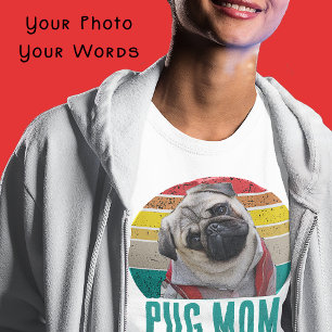Grunge Verdrietig Pug Foto Hond Mam T-shirt
