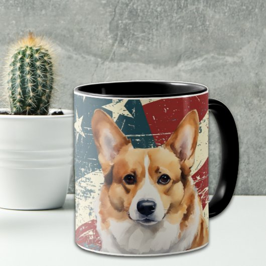 Grunge Verenigde Staten Vlag Corgi Hond Mok