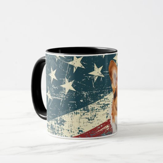 Grunge Verenigde Staten Vlag Corgi Hond Mok (Voorkant links)