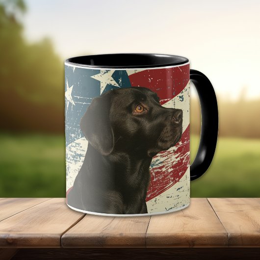 Grunge Verenigde Staten Vlag Zwarte Labrador Retri Mok