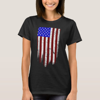 Grunge Verticale Amerikaanse Vlag T-shirt
