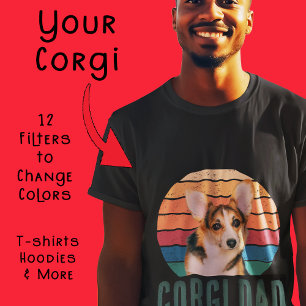 Grunge Vintage Vervuild Huisdier Foto Corgi Vader T-shirt