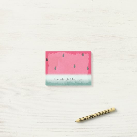 Grunge Watermeloen Waterverf Custom Post-it® Notes (Op bureau)