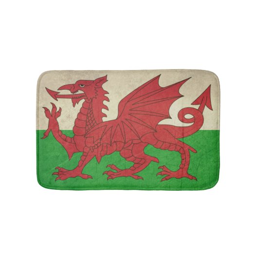 Grunge Welsh Dragon vlaggenafbeelding Badmat (Voorkant)