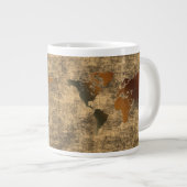 Grunge Wereldkaart op perkament Jumbo soep mok (Voorkant rechts)