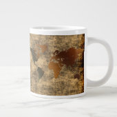 Grunge Wereldkaart op perkament Jumbo soep mok (Rechts)