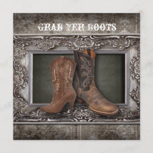 Grunge western country cowboy bruiloft aankondiging