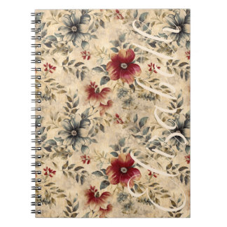Grunge Westerne Bloemen Rustieke Rode Crème Cowgir Notitieboek