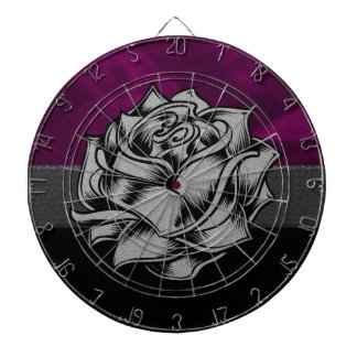 Grunge White Rose met Paarse rokerige achtergrond Dartbord